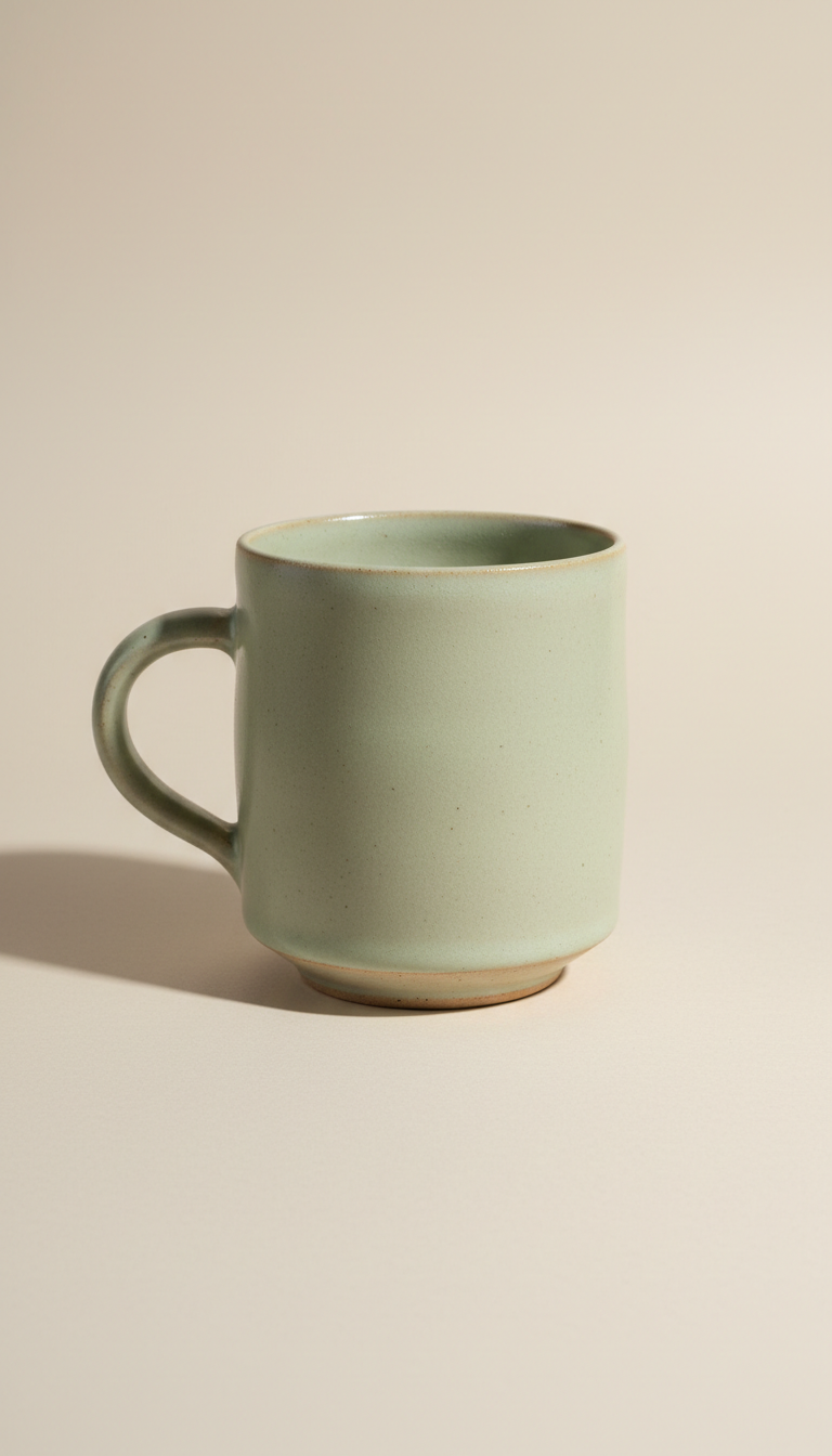Hand-Thrown Stoneware Mug in Pale Sage